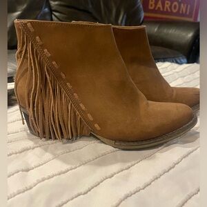 Circle G fringe booties. Tan size 8.5